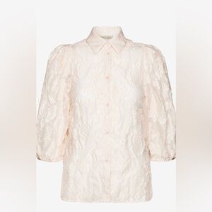 Stella Nova Anthropologie Helene Gry blouse semi-sheer jacquard floral top